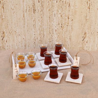 Travertine Tea Set & Gahwa cups