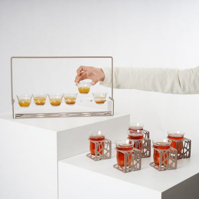 Metal Tea Set with Cup Holder