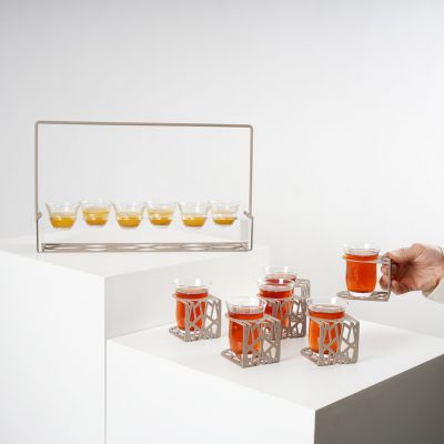 Metal Tea Set with Cup Holder